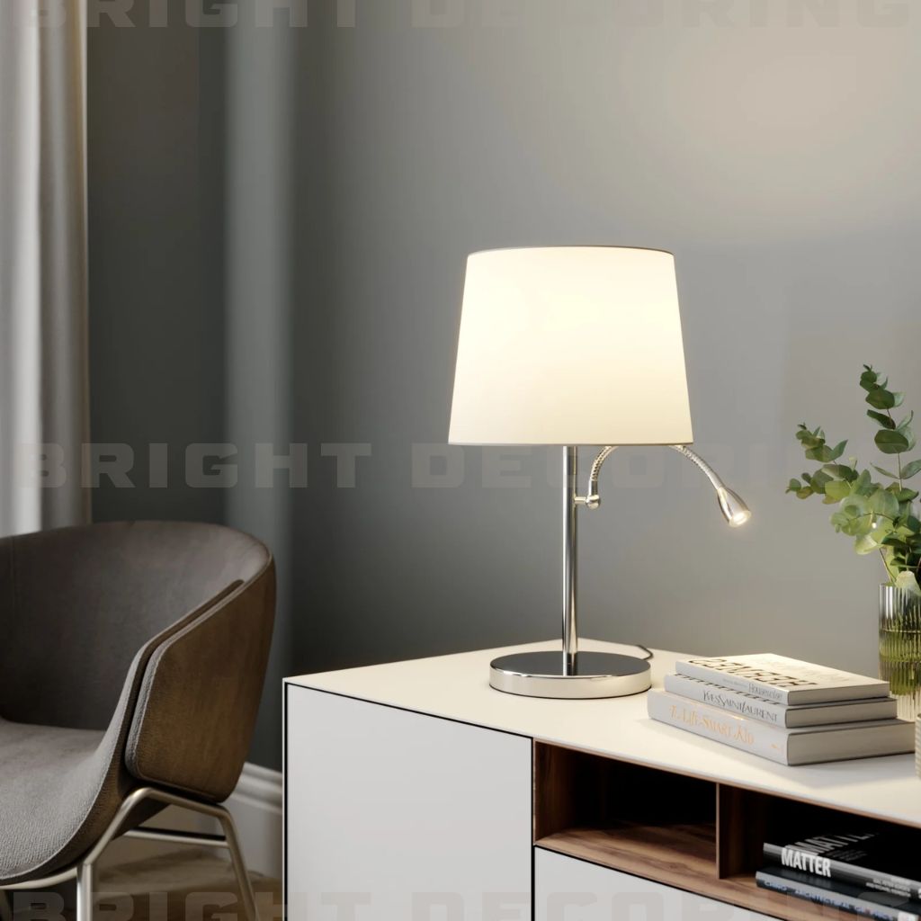 Fabric Table Lamp Benjiro with LED Reading Lamp