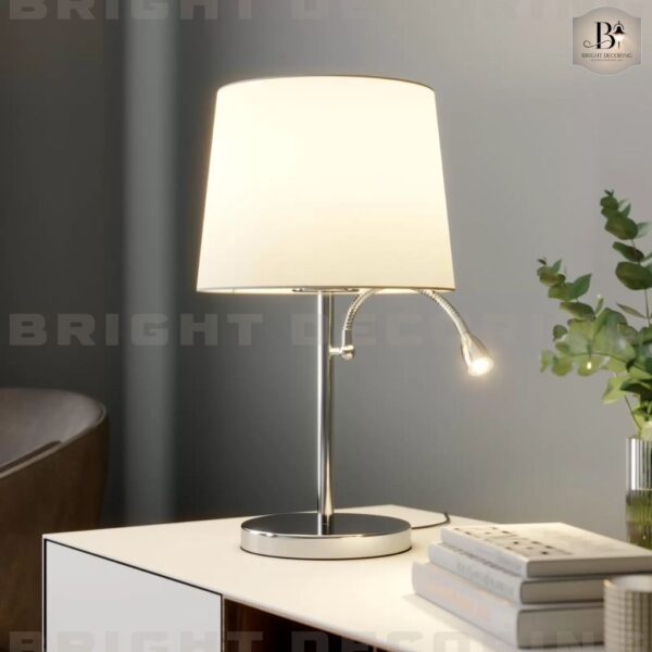 Fabric Table Lamp Benjiro with LED Reading Lamp